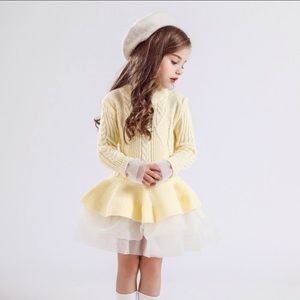 Baby Girls 2T 3T Winter Knitted Dress Cream White